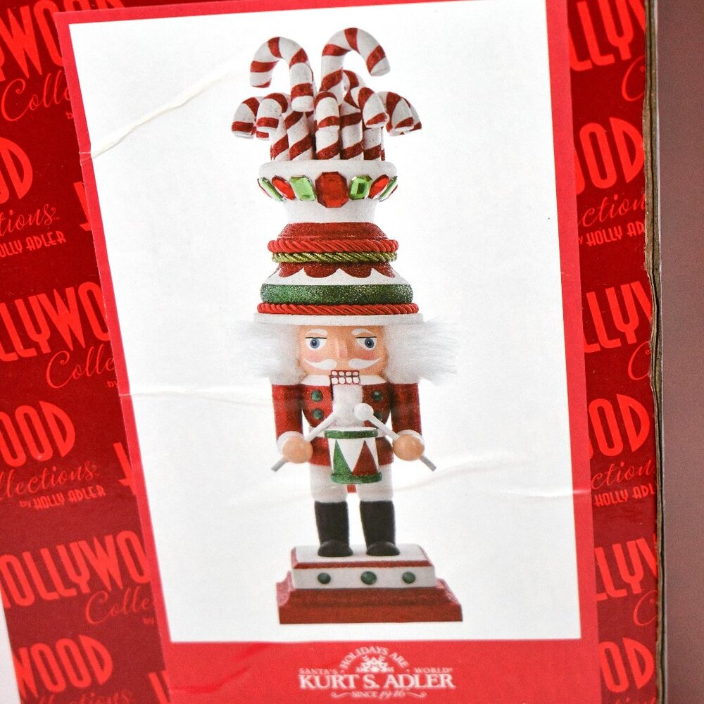 Kurt Adler 16-Inch Hollywood Candy Cane Hat with Drum Nutcracker #HA0707 NIB Det